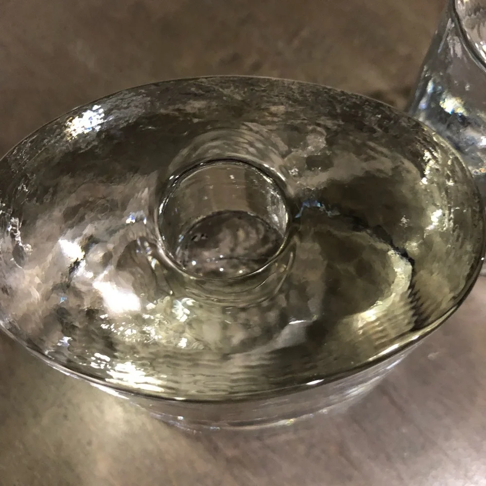 Crate & Barrel Elegant Crystal Clear Ice tapered Candle Holders set of two